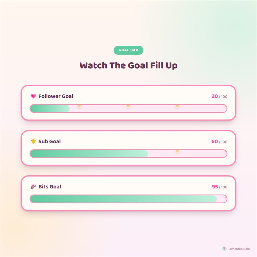 Kawaii Pastel goal bar progress states