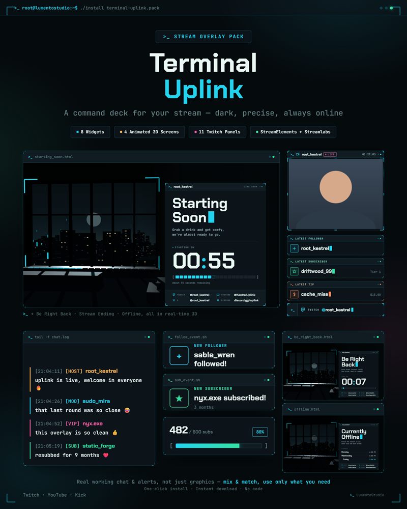 Terminal Uplink Twitch overlay pack preview